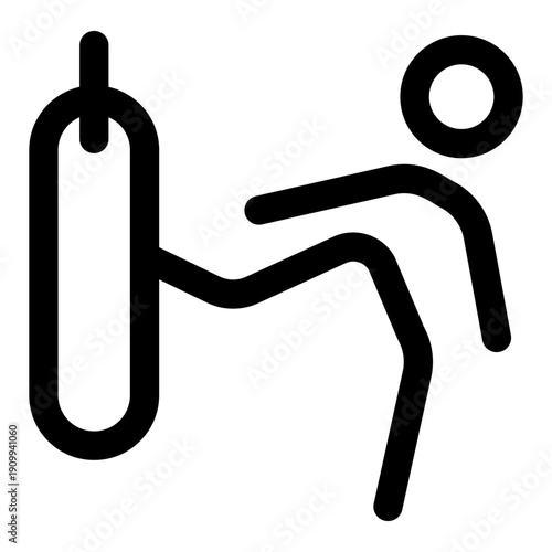 A line style icon showing a character hitting punching bag