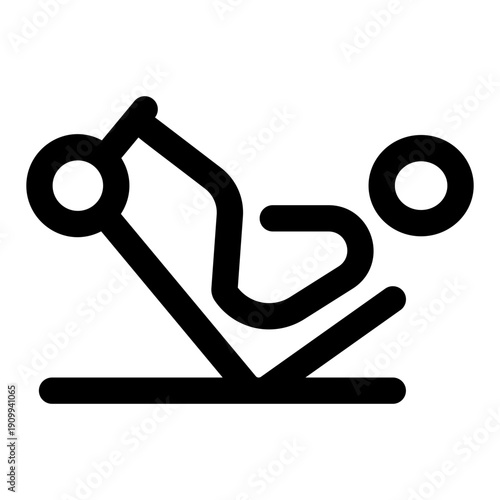 A linear icon showing a character doing leg extension