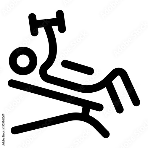 A linear icon showing a character doing bench press