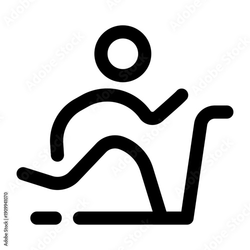 A linear icon showing a character running on treadmill