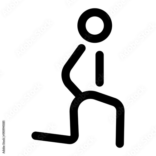 A linear icon showing a character training leg strength
