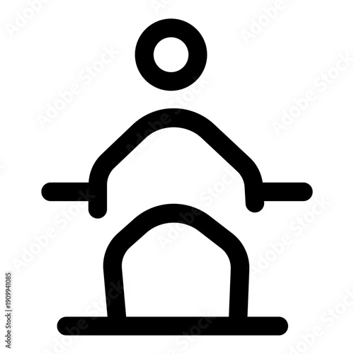 A linear icon showing a character doing squat