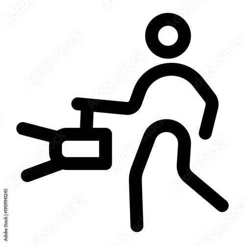 A line style icon showing a trekking character 