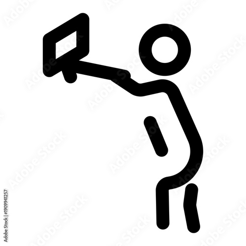 A linear icon showing a photographer taking pictures 