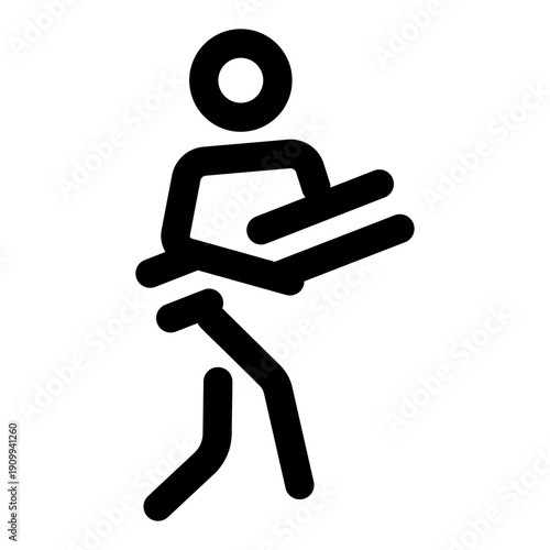 An outline icon showing a character collecting camping wood