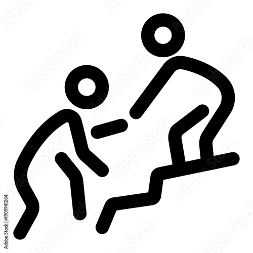 An outline icon showing a character helping others