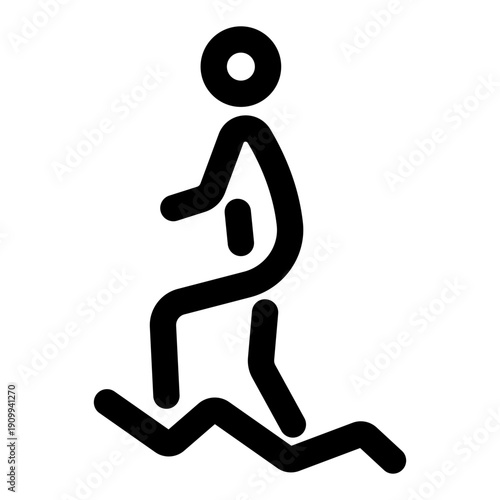 A linear icon showing a character doing wild exploration