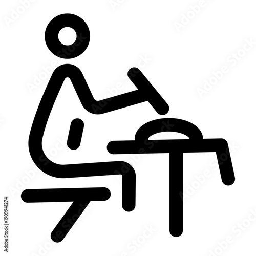 A line style icon showing a character enjoying outdoor dining