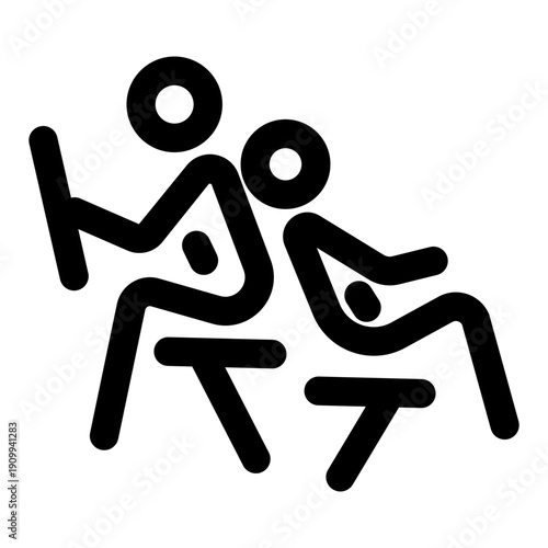 An outline icon showing a character having outdoor fun with friend 