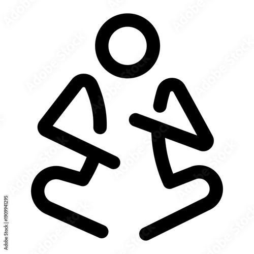 A linear icon showing a character finding inner peace