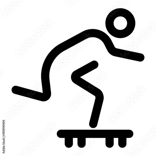 A line style icon depicting skateboarding trick