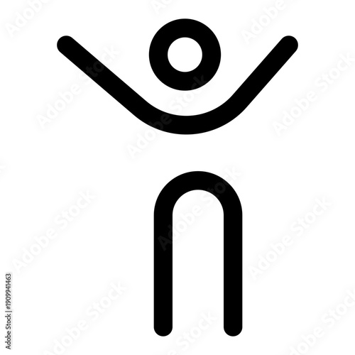 Line icon showing character performing freedom expressive yoga pose