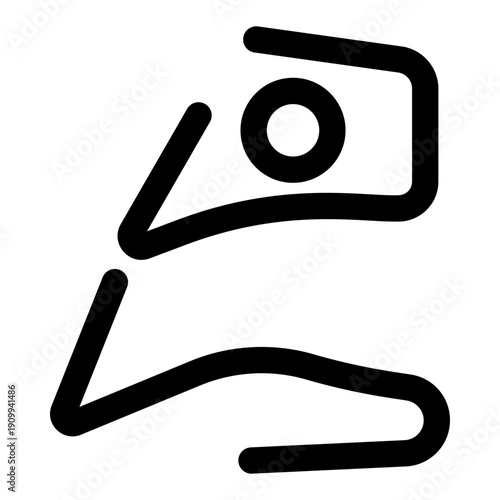 A linear style icon showing deep stretch posture