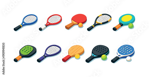 Sports and recreation filled icon set. Tennis, ping pong, paddle icons collection