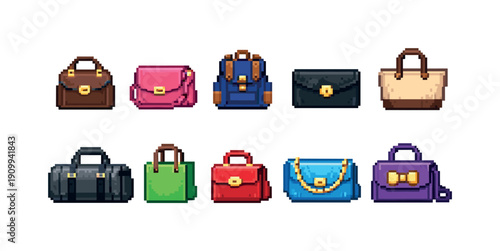 Fashion bags icon set. Stylish accessories 3d collection for fashion enthusiasts