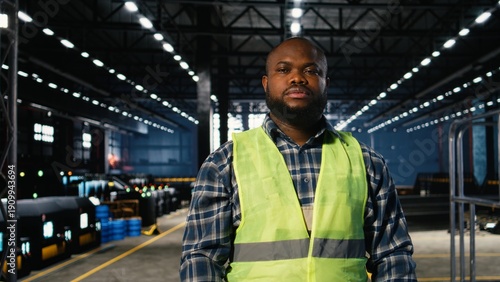 Wallpaper Mural Black engineer at a worksite monitoring machinery automation, highlighting steel fabrication, workforce collaboration and the industrial operation required in modern production. Torontodigital.ca