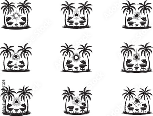 Beach BBQ Sunset Palm