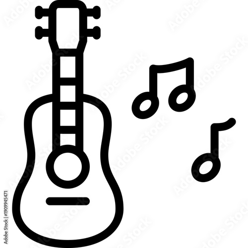 guitar icon illustration design with outline