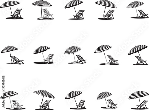 Beach Chairs with Umbrella SVG