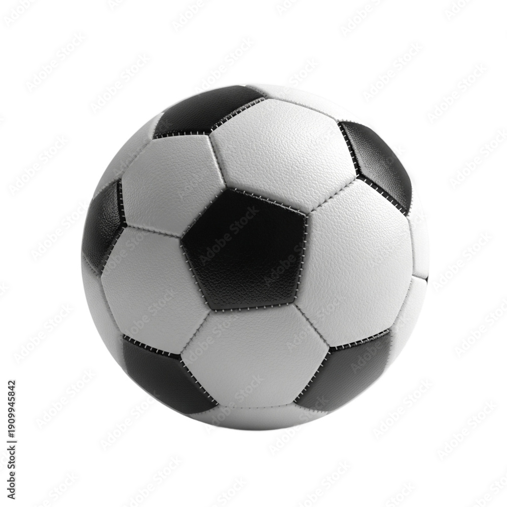 Fototapeta premium A classic black and white soccer ball, ready for the game transparent background