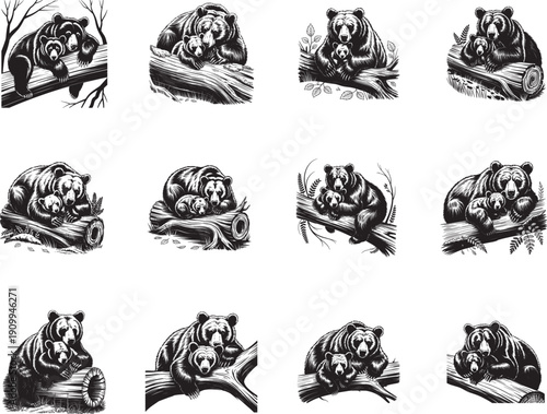 Bear Cubs silhouette Cricut SVG