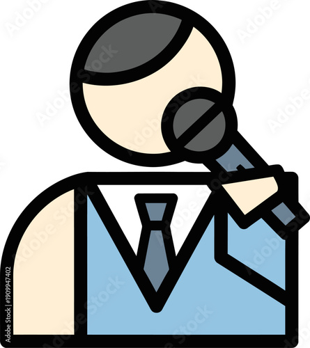 Businessman Speaking With Microphone Icon