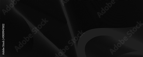 Black abstract background design. Modern wavy line pattern in monochrome colors. eps 10.