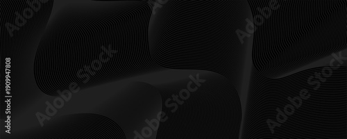 Black abstract background design. Modern wavy line pattern in monochrome colors. eps 10.
