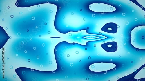 Blue Abstract Flowing Waves with Geometric Bubbles Animated Motion Graphic