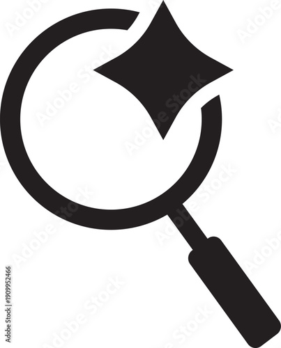 Magnifying Glass with Starburst Icon Symbol