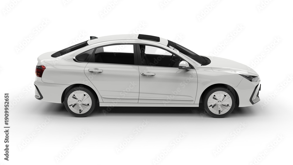 Obraz premium Modern elegant electric car in clean white color - side view