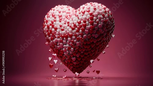 Heart Shaped Cluster of Small Hearts in Red and White with Soft Focus and Romantic Mood for Valentines Day