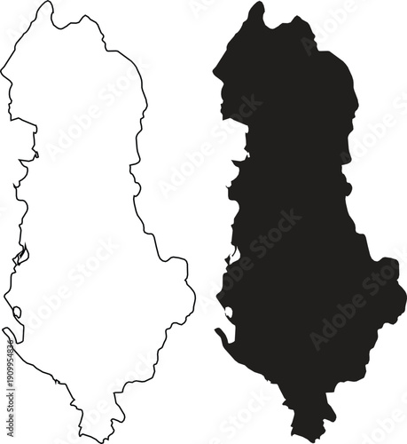 Albania map outline and silhouette country
