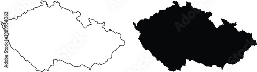 Czech Republic outline and silhouette map Keywords: Czech Republic, map, outline, silhouette