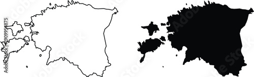 Estonia outline and silhouette map Keywords: Estonia, map, outline, silhouette, Europe, country