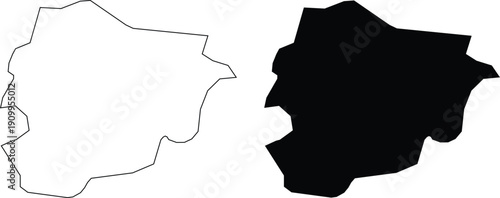 Montenegro map outline and silhouette country