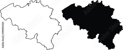 Outline and Silhouette Maps of Belgium country