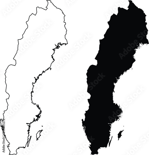 Sweden map outline and silhouette geography