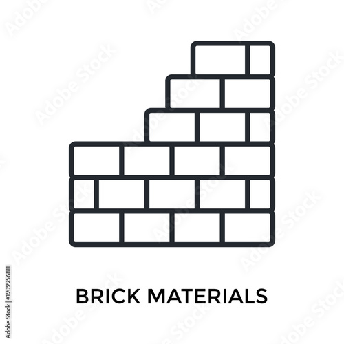 Brick Materials Icon Outline Style. Vector Illustration For Graphic Design