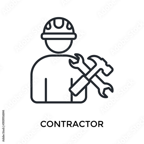 Contractor Icon Outline Style. Vector Illustration For Graphic Design