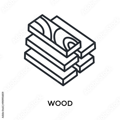Wood Icon Outline Style. Vector Illustration For Graphic Design