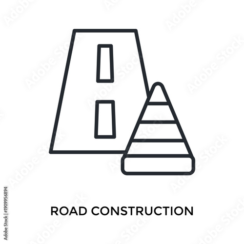 Road Construction Icon Outline Style. Vector Illustration For Graphic Design