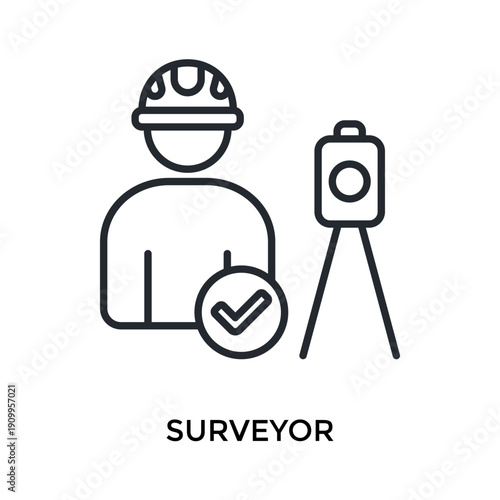 Surveyor Icon Outline Style. Vector Illustration For Graphic Design