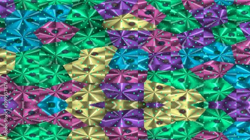 Colorful Metallic Geometric Floral Pattern Loop Motion Background