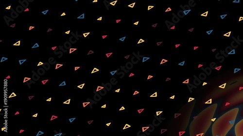 Colorful Triangles Swirl Motion Loop Background with Dark Space and Light Effect