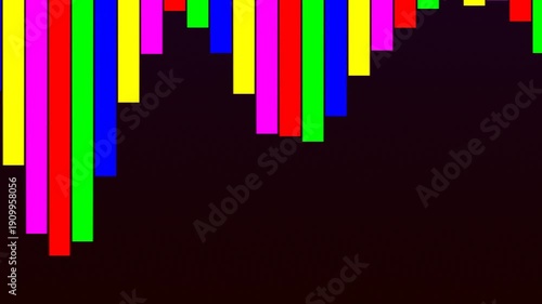 Colorful Vertical Bars Falling Down Abstract Background Footage