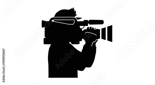 Man looking through a telescope.