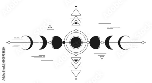 Moon phases geometric shapes design.
