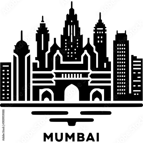 Mumbai Skyline Icon Vector