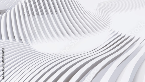 Abstract Curved Shapes. White Circular Background.